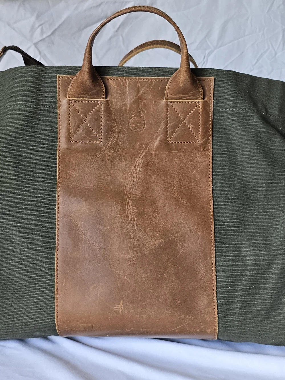 Horny Toad by United By Blue Olive Canvas & Leather Crossbody Tote Bag